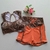 Conjunto Short Laranja Panicat Viés Top Jane