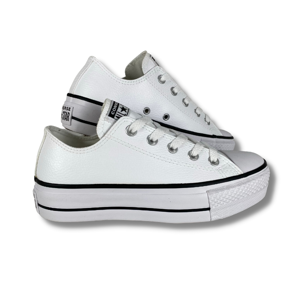 TÊNIS CHUCK TAYLOR PLATFORM LIFT COURO ALL STAR - PRETO E BRANCO - A Sua  Loja de Artigos Esportivos