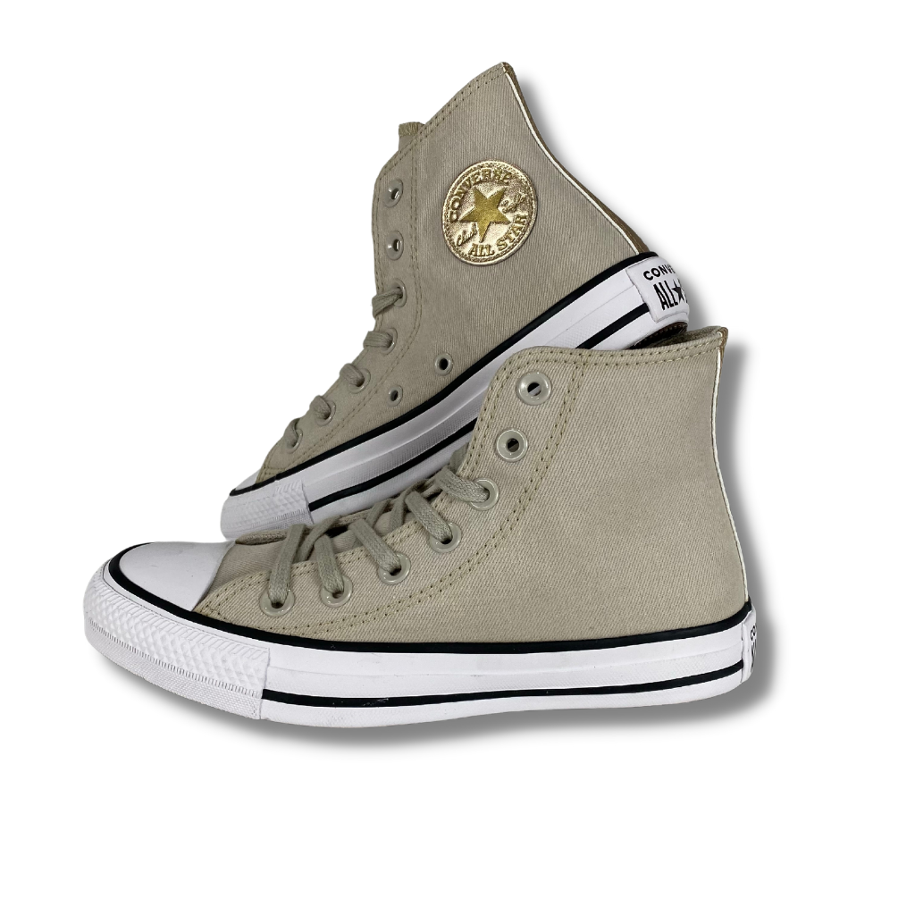 Tênis Converse Chuck Taylor All Star Hi Bege Claro/Ouro