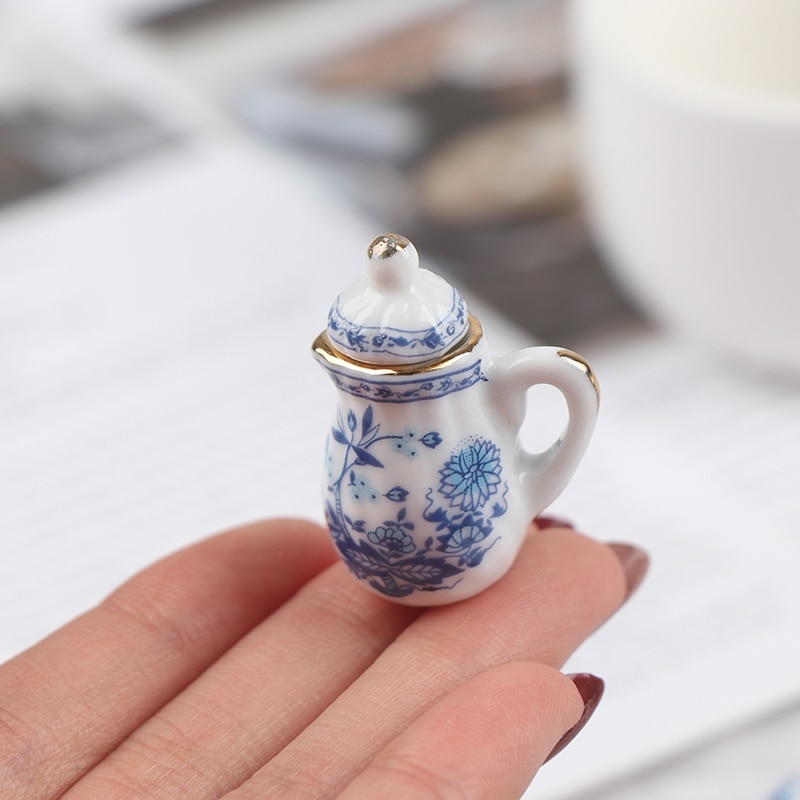 Miniatura porcelana jogo chá café flores rainha