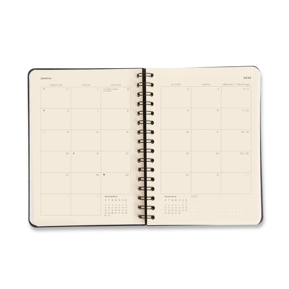 Planner Semanal WireO Anotacoes Cicero 2025 Classica Cafe A5
