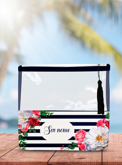 NECESSAIRE DE PRAIA PERSONALIZADA COM PLASTICO TRANSPARENTE ESTAMPA NAVY