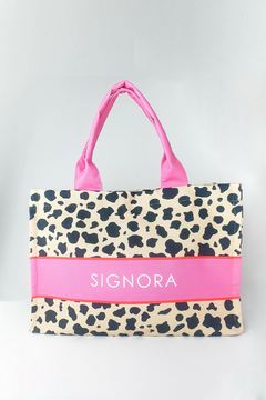 BOLSA FEMININA DE PRAIA COM ESTAMPA ANIMAL PRINT TECIDO IMPERMEAVEL