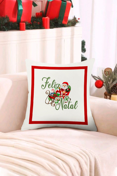 CAPA DE ALMOFADA 45X45 EM VELUDO ESTAMPA FELIZ NATAL - comprar online