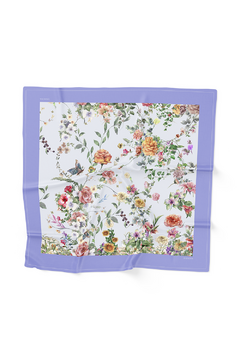 KIT LENÇO 65X65 COM NECESSAIRE P - ESTAMPA LAVANDA EM TONS LILAS - Signora | Estilo & Decor