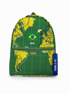 Mochila estampa Brasil tecido personalizado impermeável resistente alça reforçada na internet
