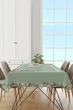 TOALHA DE MESA RETANGULAR ESTAMPADA VERDE MENTA