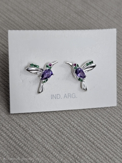 Aros Colibríes (plata laminada) - Alma de Cristal accesorios