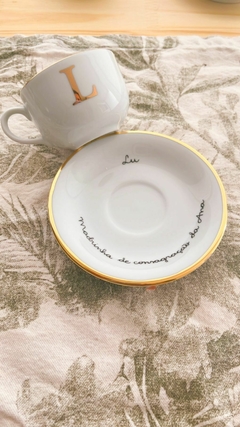 Conjunto de café- Inicial de ouro - Inspire Gravações | Porcelana personalizada 