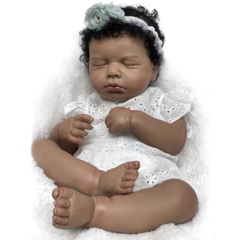 Bebê Reborn Realista 3 D Menina pele negra 48 cm