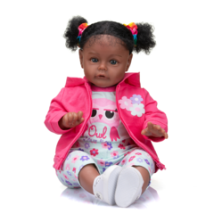 Menina Reborn pele Negra 60 cm Realista 3D