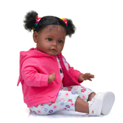 Menina Reborn pele Negra 60 cm Realista 3D - comprar online