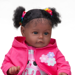 Menina Reborn pele Negra 60 cm Realista 3D - loja online