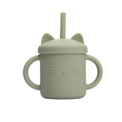 Copo de Silicone Com Canudo Bebê Gatinho - comprar online