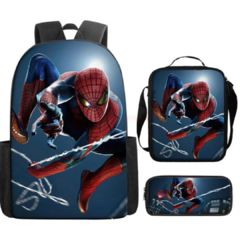 KIT MOCHILA IMPORTADA MENINO GRANDE COLEÇÃO HOMEM ARANHA LANÇAMENTO - Tatuka