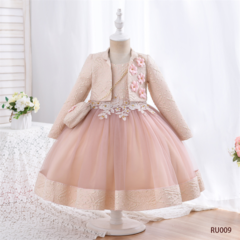 VESTIDO PRINCESA DE LUXO MENINA 3 PEÇAS BORDADO - Tatuka