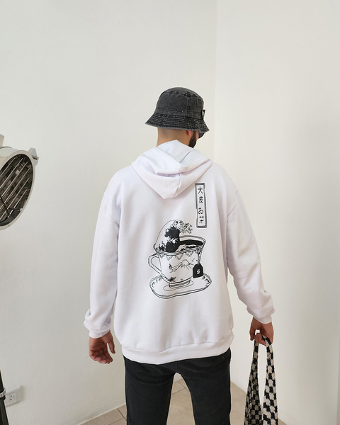 Buzo de Algodon Capucha Blanco Te la Gran Ola