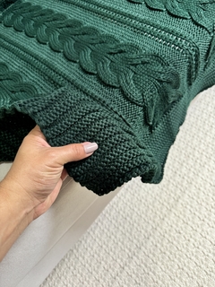 Manta em Tricot Trançada Verde Militar 1.80x0.90 - comprar online