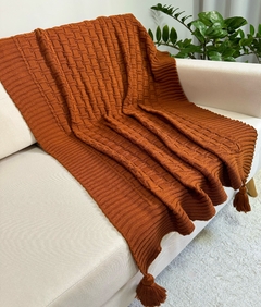 Manta em Tricot Diamond com Tassel Terracota 1.80x0.90 - comprar online