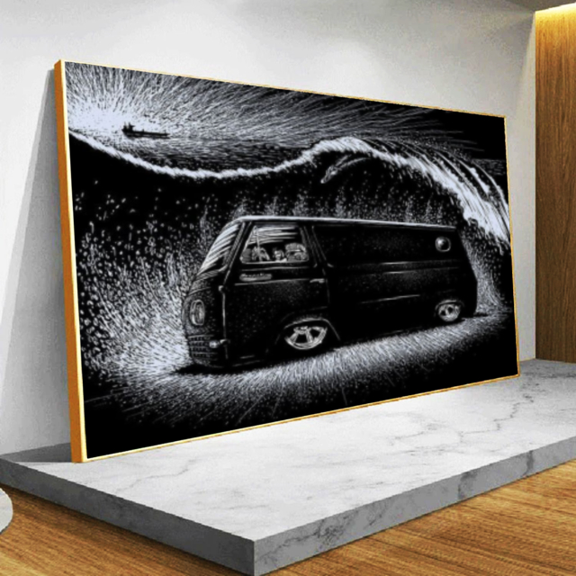 Quadro Ferrari Street Art:120x80 cm/DOURADA