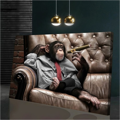 Quadro Decorativo Macaco Chimpanze Arte Abstrata Natureza