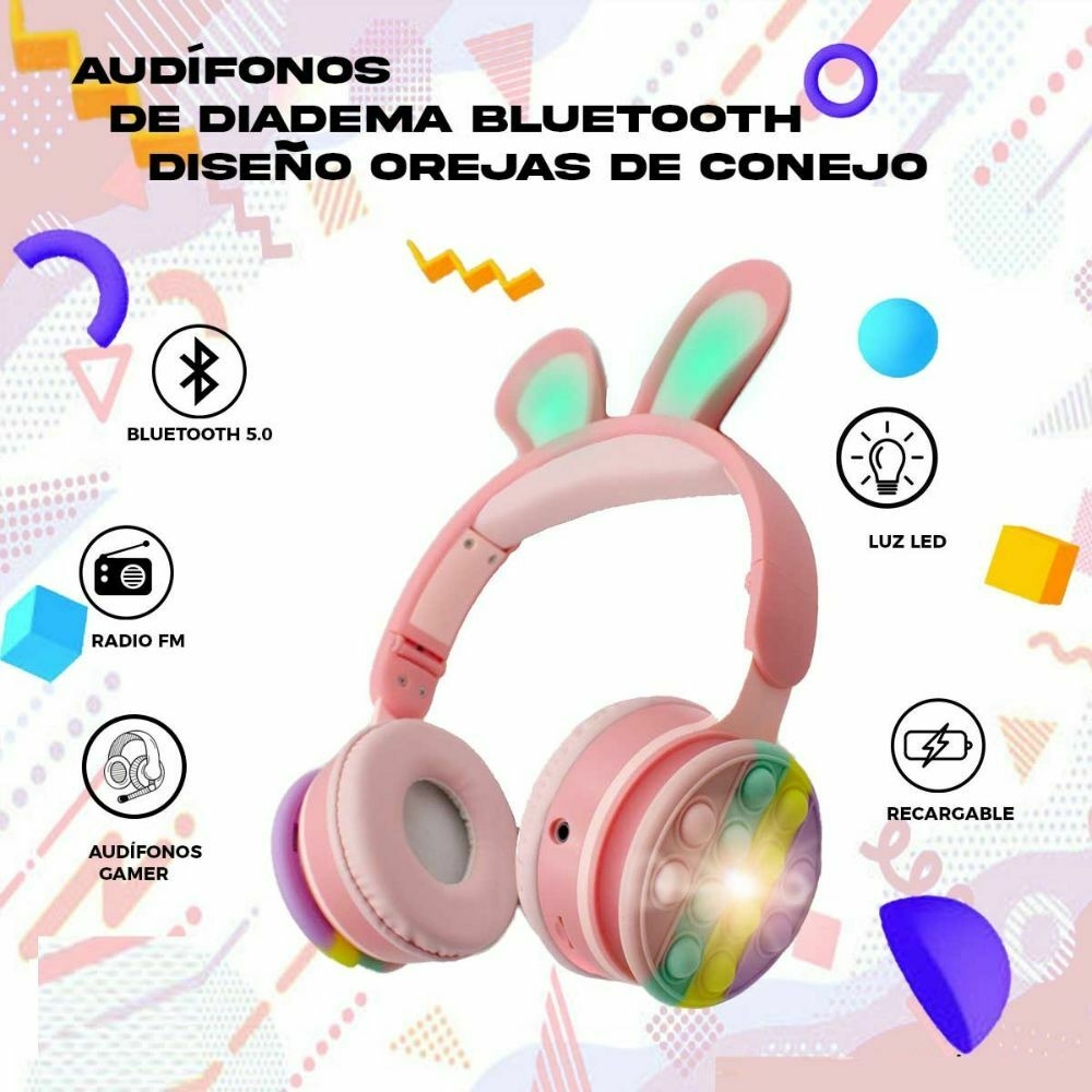 Auriculares Infantiles Orejas Conejo Niños Popit Bluetooth