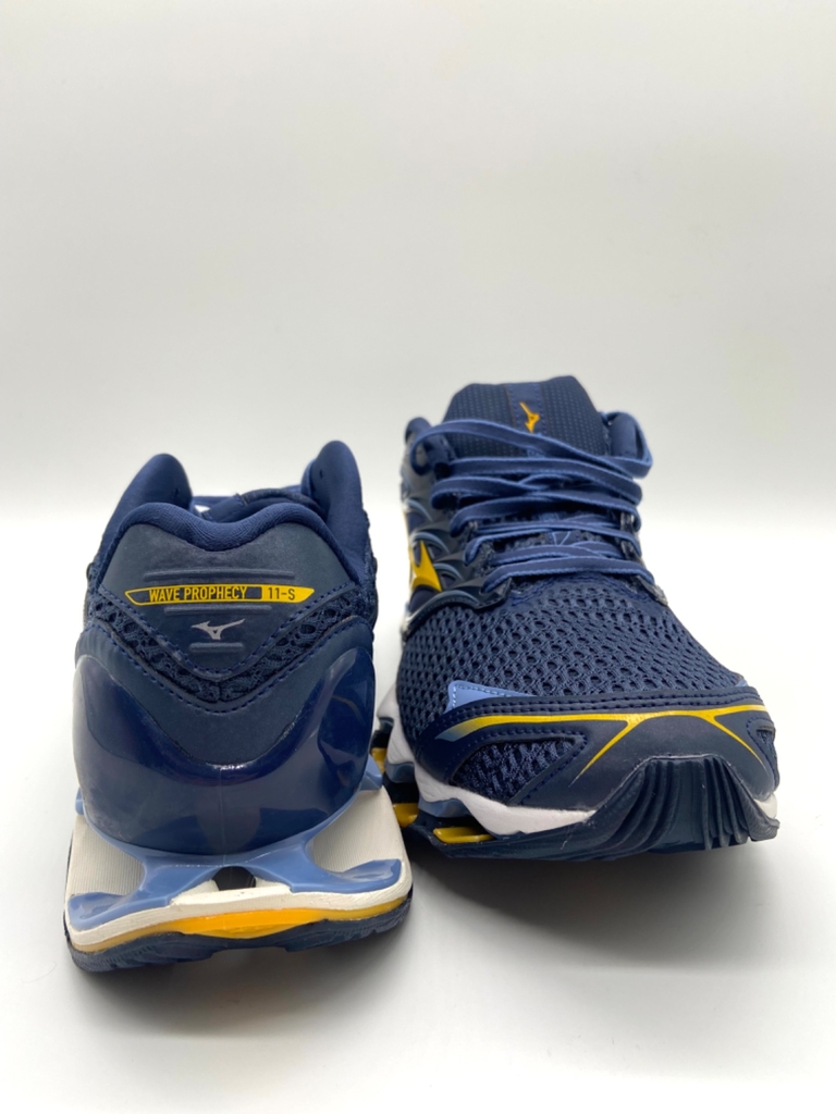 TÊNIS MIZUNO WAVE PROPHECY 11S - AZUL MARINHO C/ DETALHE BRANCO E AMARELO