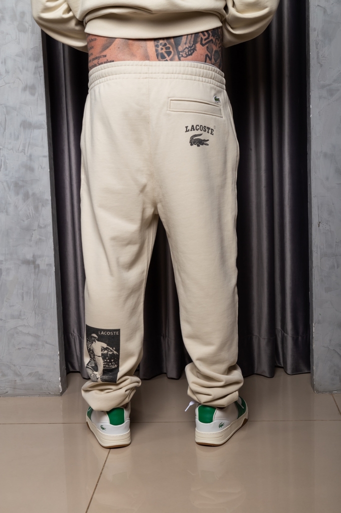 CALÇA MOLETOM LACOSTE JOGGING LIVE HERITAGE - BEGE