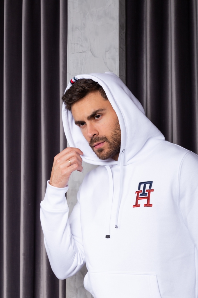 Sweat com capuz, tommy logo branco Tommy Hilfiger