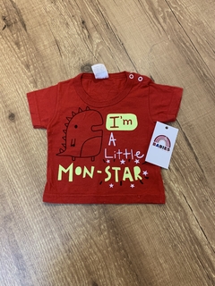 Camisetinha vermelha dino ´I´m a little mon-star´