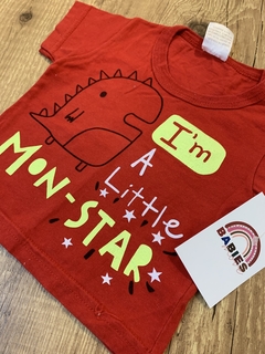 Camisetinha vermelha dino ´I´m a little mon-star´ - Babies Move Brecho