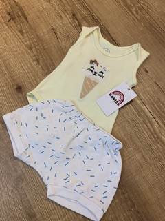 Conjunto body amarelo gatinho + tapa fralda granulado (Iaze) na internet