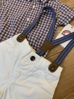 Conjunto body camisa xadrez azul e rosa + short branco (Carter´s) na internet