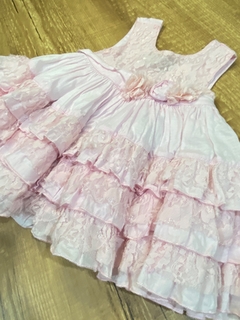 Vestido rodado rosa bebe com renda (Cattai) - comprar online