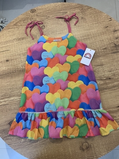 Vestido estampado coracões coloridos (Fabi kids) - comprar online