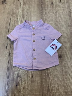 Camisa rosa seco com gola padre