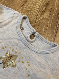 Body manga longa cinza estrela de lantejoulas (Kiko baby) - comprar online