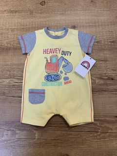 Macacão curto amarelo com manga ´heavey duty´(Baby fashion)