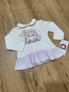 Blusa manga longa com estampa de ursinho com barra de tule (Prenatal) - comprar online