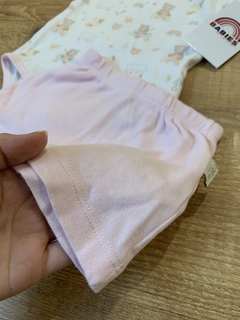 Conjunto body rosa e branco ursinho na nuvem + tapa fralda (Anjos baby) - loja online