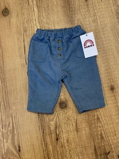 Calça canelada azul com botões de madeira (Cozy)