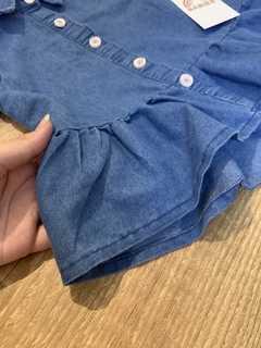 Blusinha jeans com botões com babatinho na barra (Penelope) - loja online