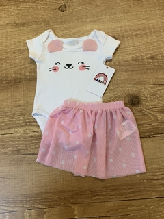 Conjunto body ratinho + saia tule (Tile baby)