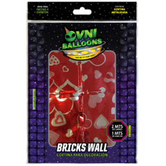 CORTINA OVNI BRICKS WALL 2X1 CORAZONES ROJOS