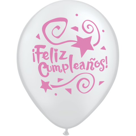 GLOBO FELIZ CUMPLEAÑOS CRISTAL ROSA X 50 UNIDADES