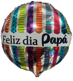 GLOBO METALIZADO REDONDO 9" FELIZ DIA PAPA CORBATAS MULTICOLOR