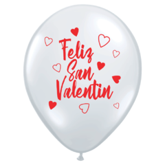 GLOBO FELIZ SAN VALENTIN BLANCO X 50 UNIDADES