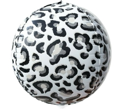 GLOBO METALIZADO 20" ESFERA ANIMAL PRINT LEOPARDO BLANCO