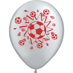 GLOBO PELOTAS DE FUTBOL BLANCO CON ROJO X 25 UNIDADES