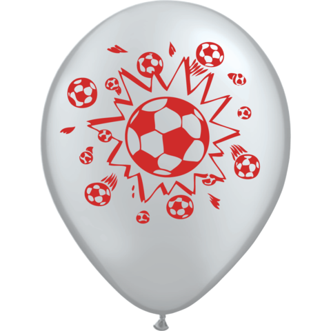 GLOBO PELOTAS DE FUTBOL BLANCO CON ROJO X 25 UNIDADES